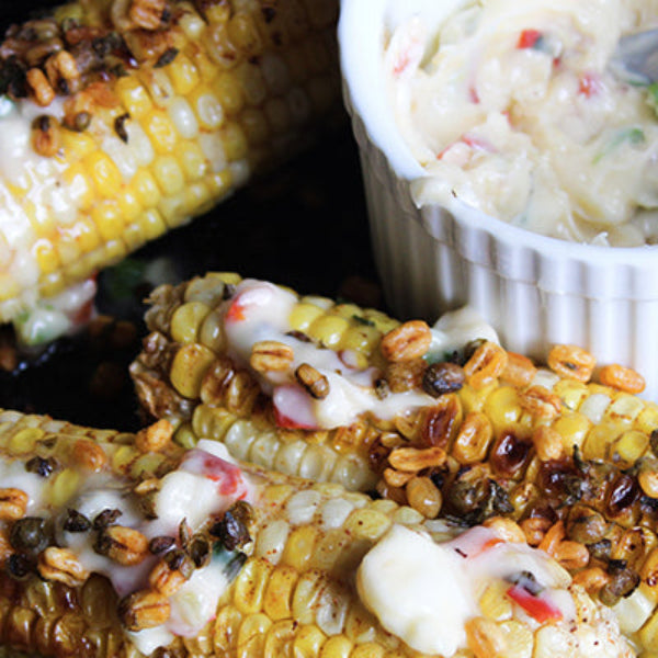 Oven Baked Corn on the Cob with Chili Butter & Crunchy BBQ Topping