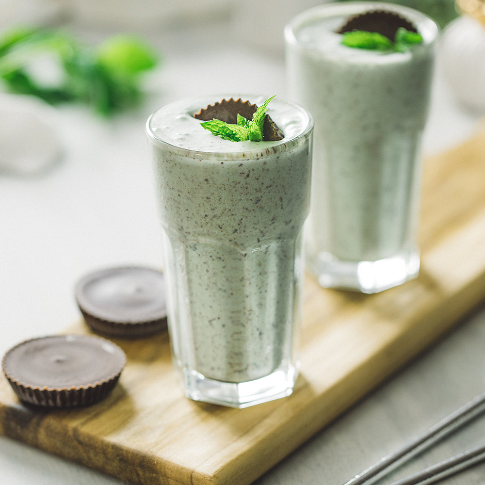 Tall Glasses of Dark Chocolate Mint “Milk” Shake