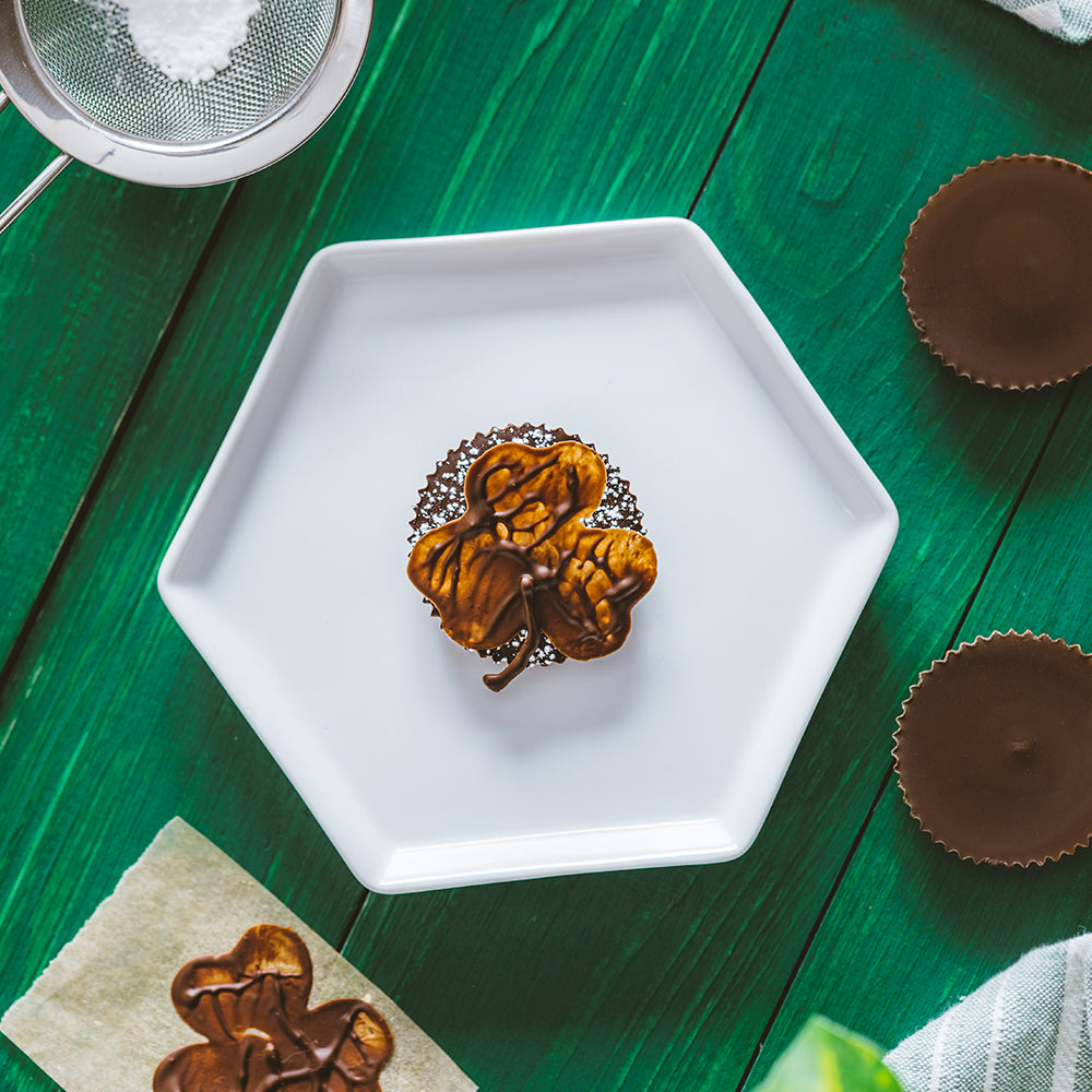 Dark Chocolate Mint Cups with Chocolate Shamrocks