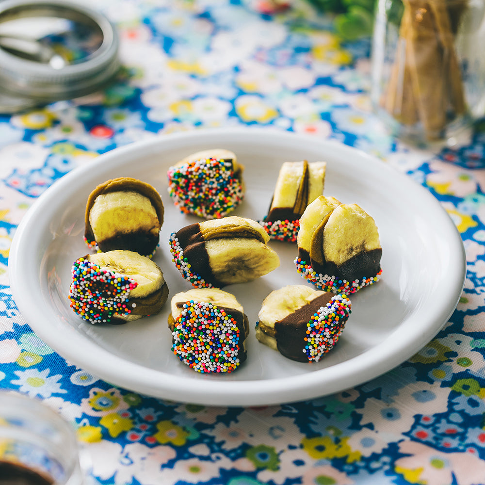 Frozen Chocolate Dipped Banana Sandwiches