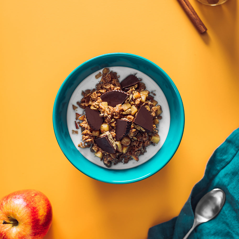 Apple Cinnamon Oats with Dark Chocolate Sunflower Butter Cups