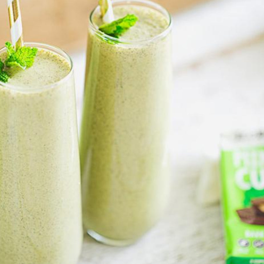 Tall Glasses Filled With Bold and Yummy Vegan Dark Chocolate Mint Shake