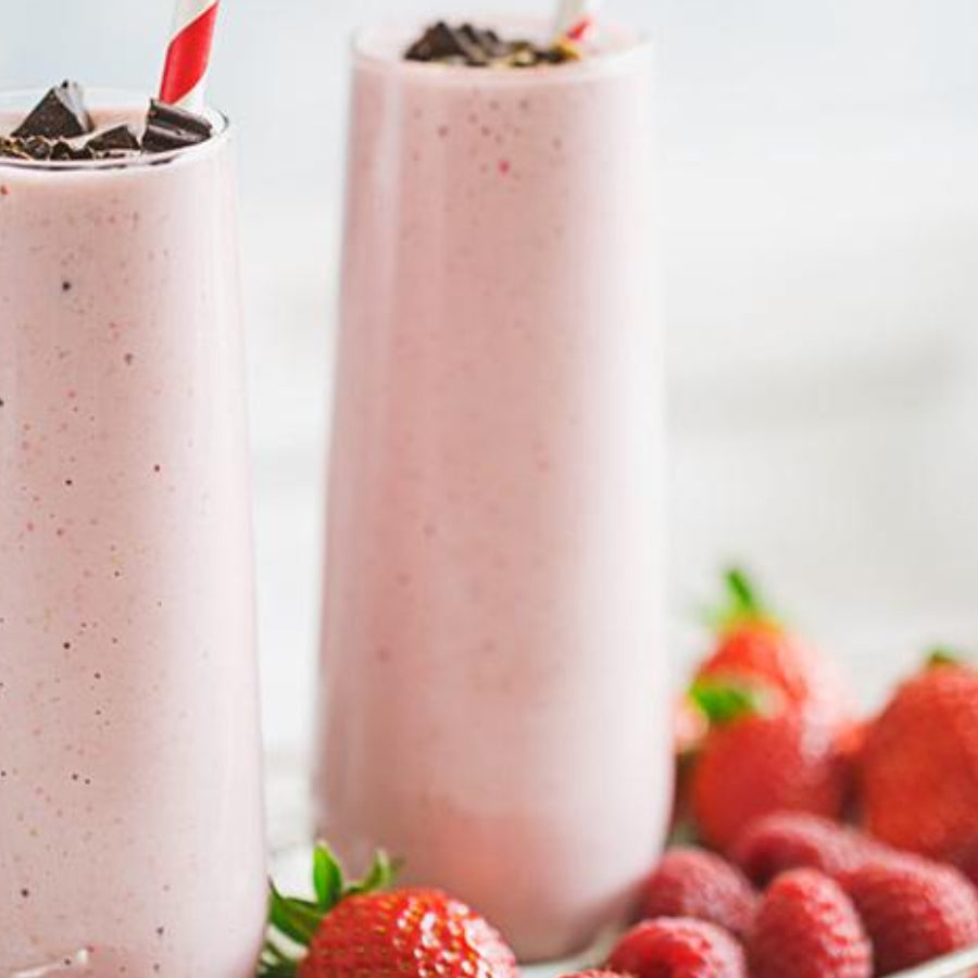 Amazing Vegan Strawberry Shake with Chocolate Chunks