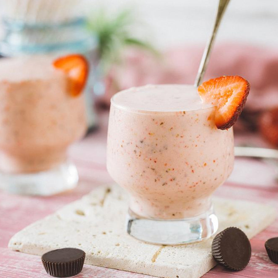 Strawberry Milkshake with Dark Chocolate Sun Cups For a Bright Summer Day